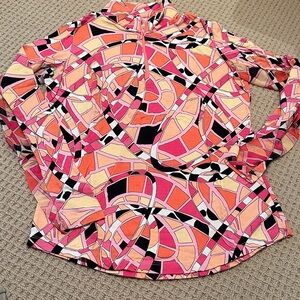 Gottex Pink and Orange Geometric Hoodie